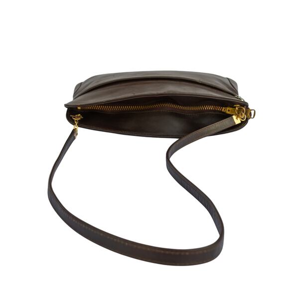 Vintage SAKS FIFTH AVENUE Brown Leather Shoulder Bag Purse Handbag Clutch - Picture 6 of 9